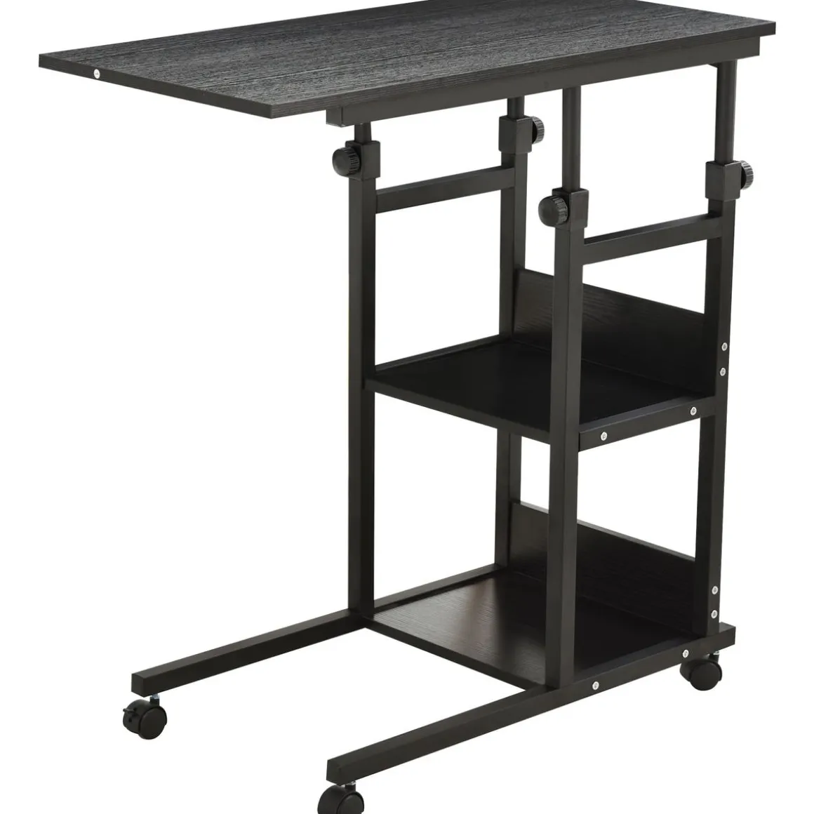 Mesa auxiliar Marte Homcom 3 niveles altura ajustable negro 72-82x80x40 cm
