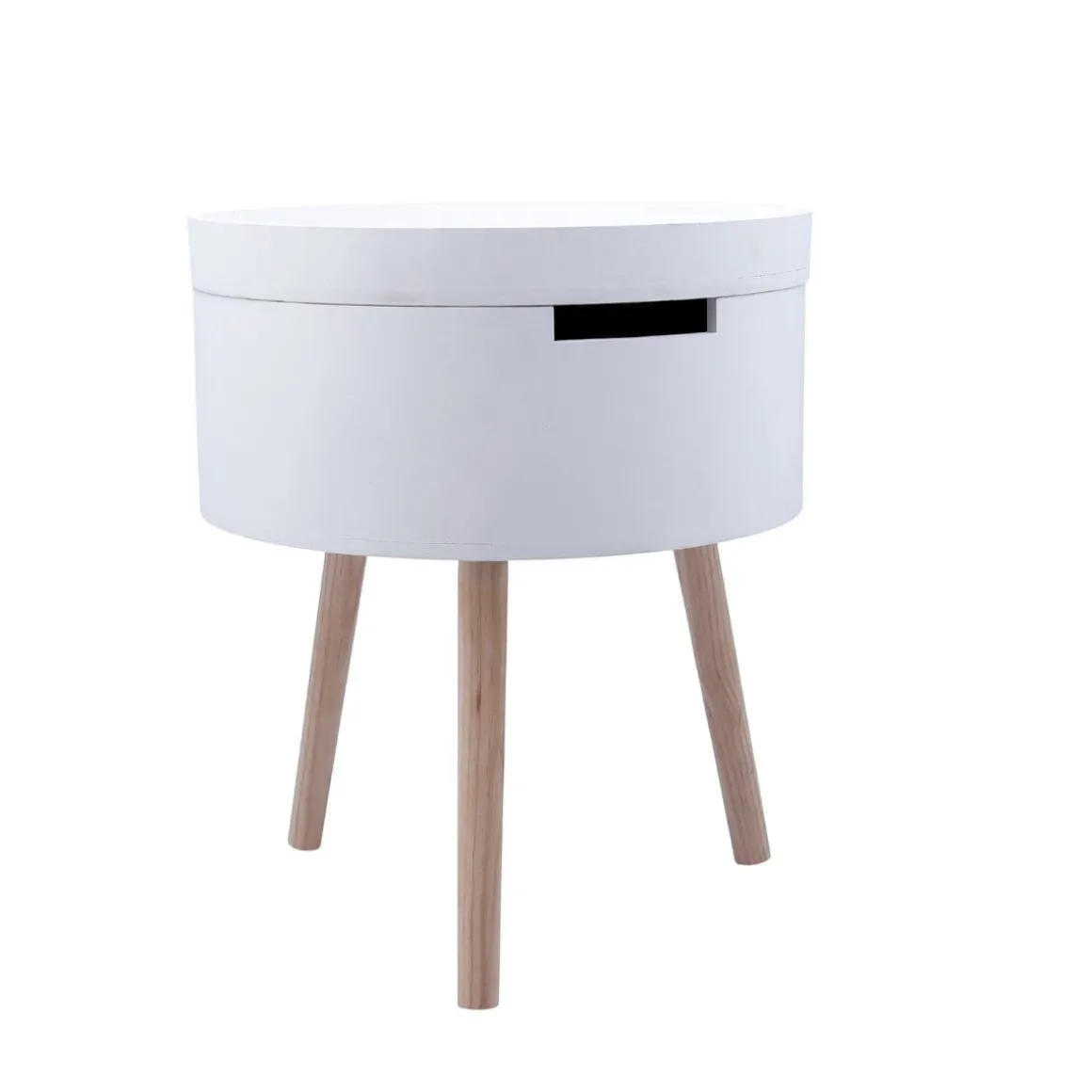 Mesa auxiliar MOA Vinthera con cajón blanco Ø38x43 cm
