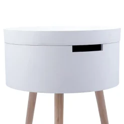Mesa auxiliar MOA Vinthera con cajón blanco Ø38x43 cm