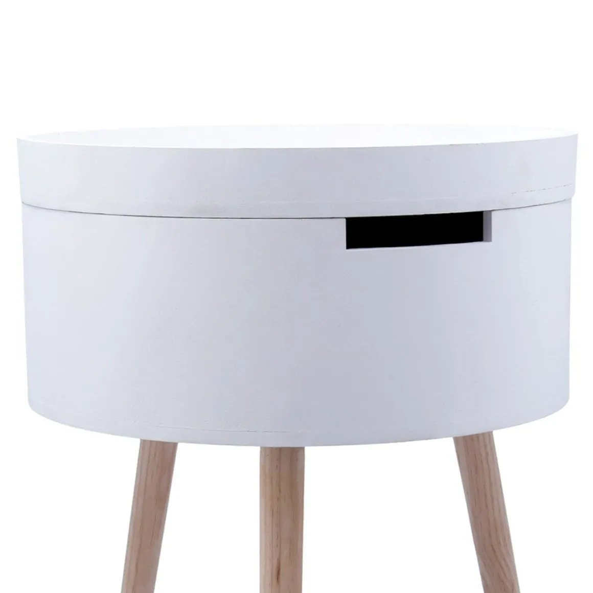 Mesa auxiliar MOA Vinthera con cajón blanco Ø38x43 cm