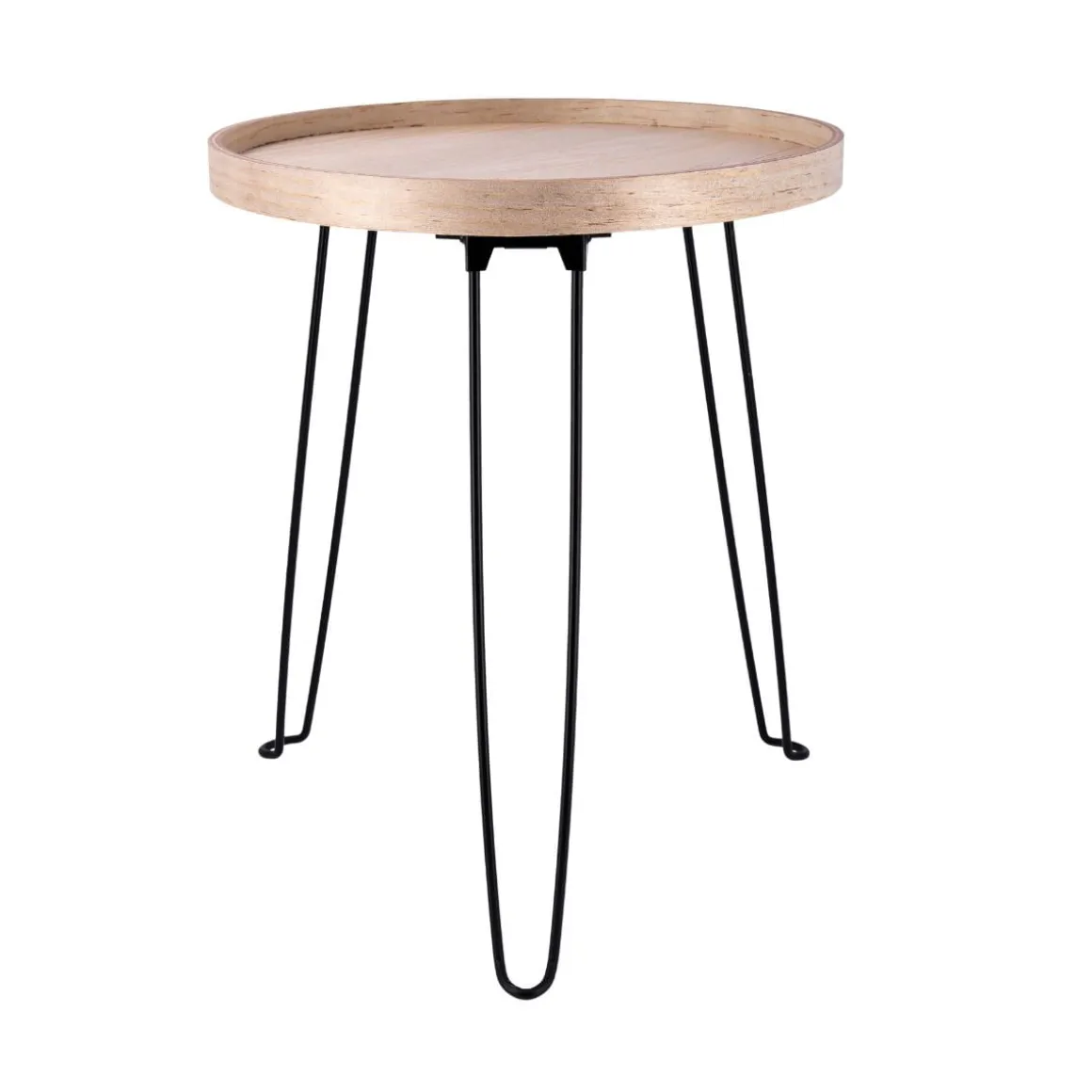 Mesa auxiliar MOA Vinthera patas acero negro/natural 48x40 cm