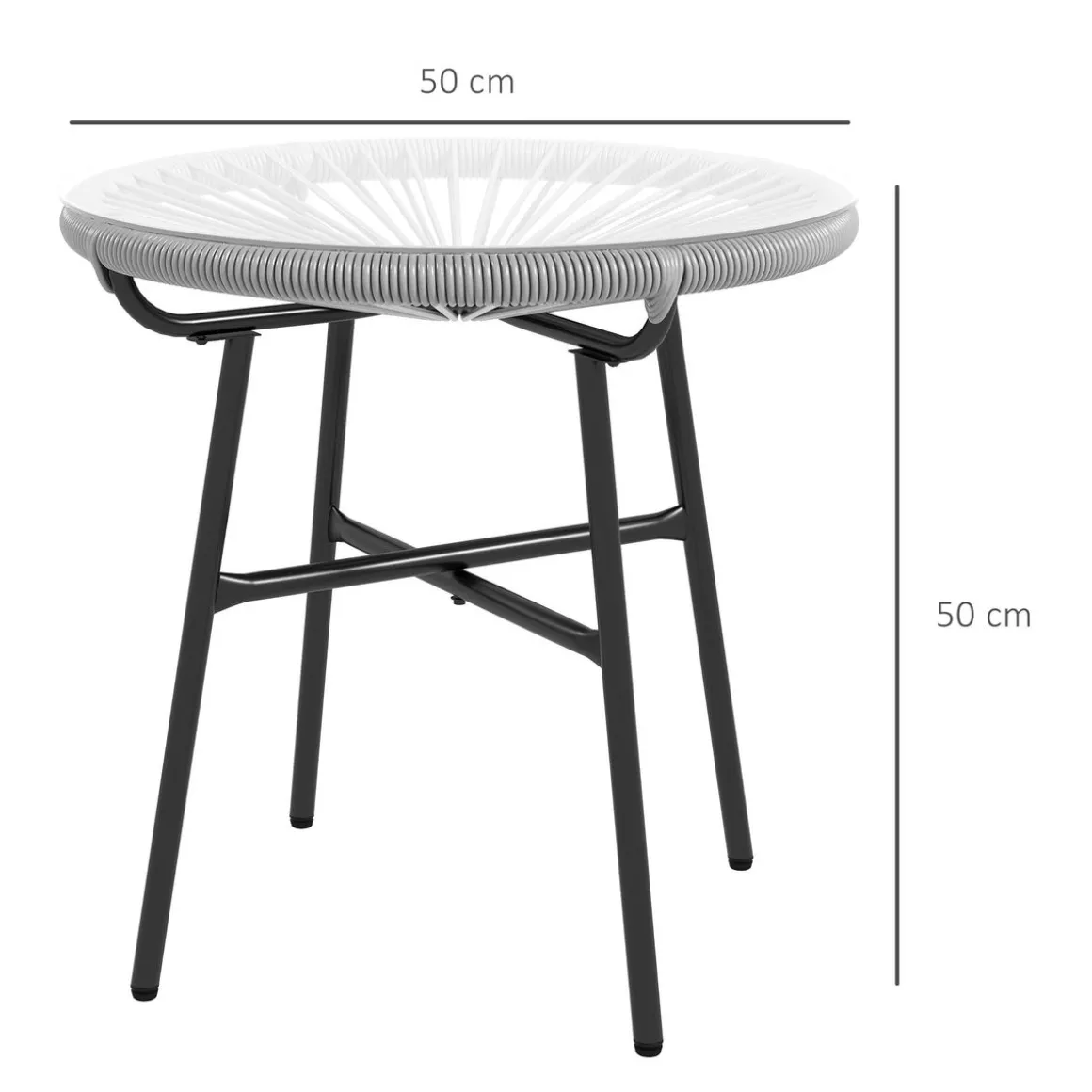 Mesa auxiliar Mokh Outsunny encimera vidrio Ø50x50 cm