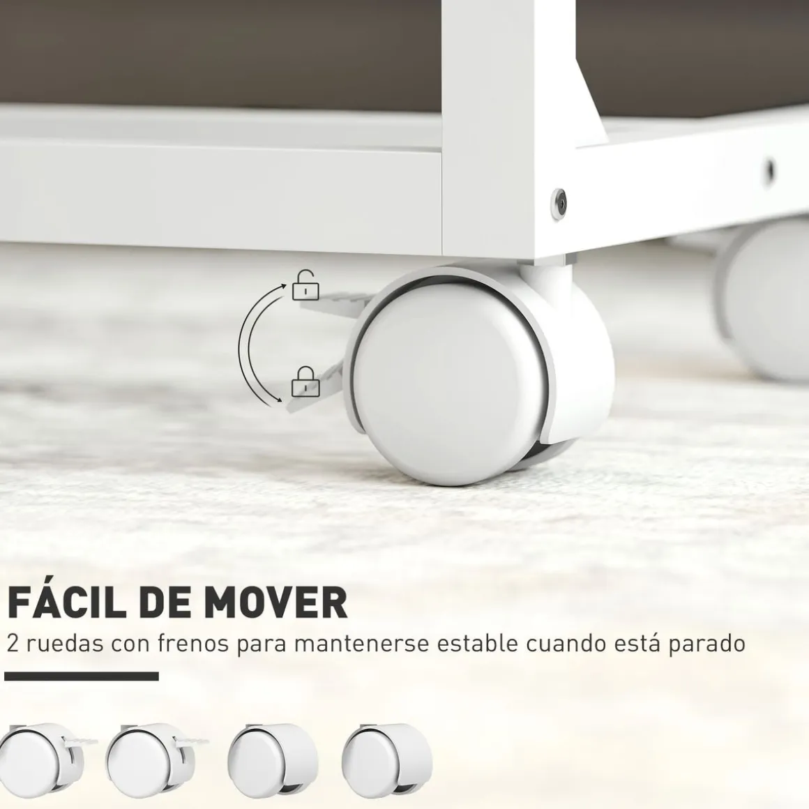Mesa auxiliar Olvian Homcom altura ajustable natural/blanco 62,5-82,5x55x36 cm