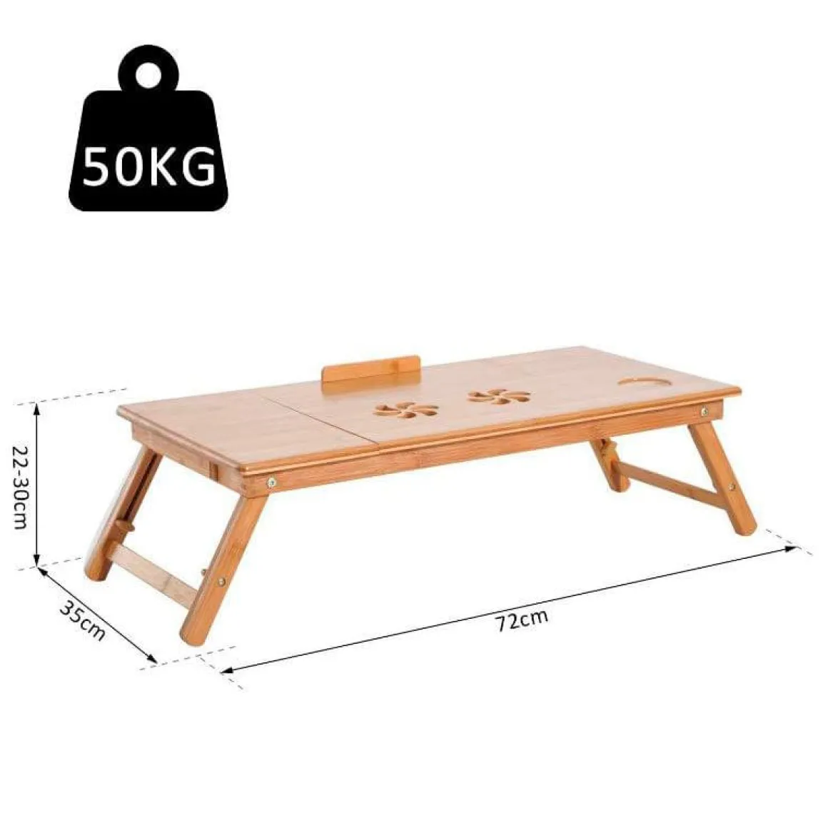 Mesa auxiliar para ordenador Homcom bambú natural 22-30x72x35 cm