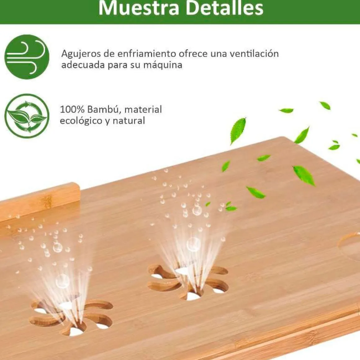 Mesa auxiliar para ordenador Homcom bambú natural 22-30x72x35 cm