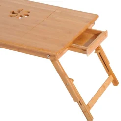 Mesa auxiliar para ordenador Homcom bambú natural 22-30x72x35 cm