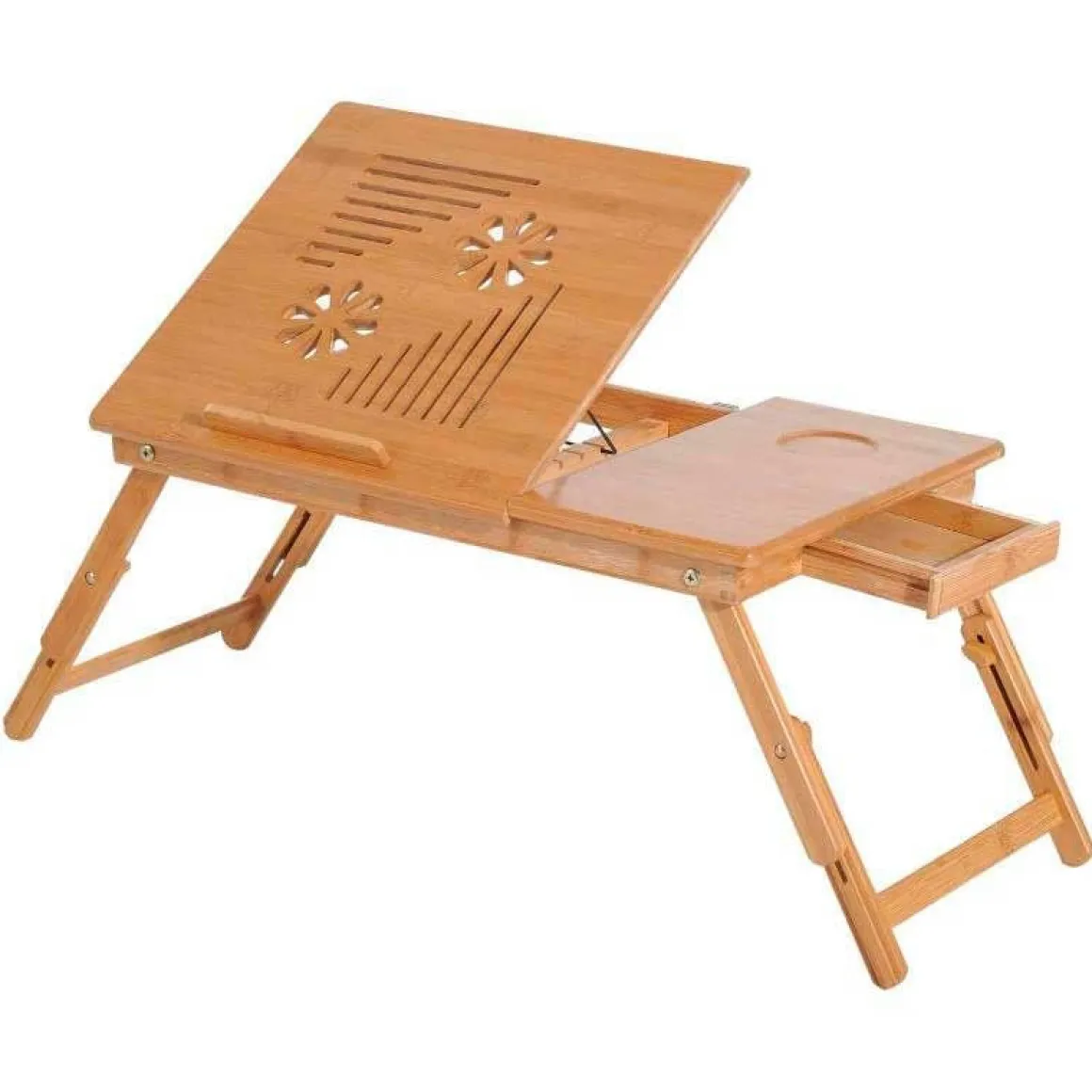 Mesa auxiliar para ordenador Homcom bambú natural 22-30x55x35 cm