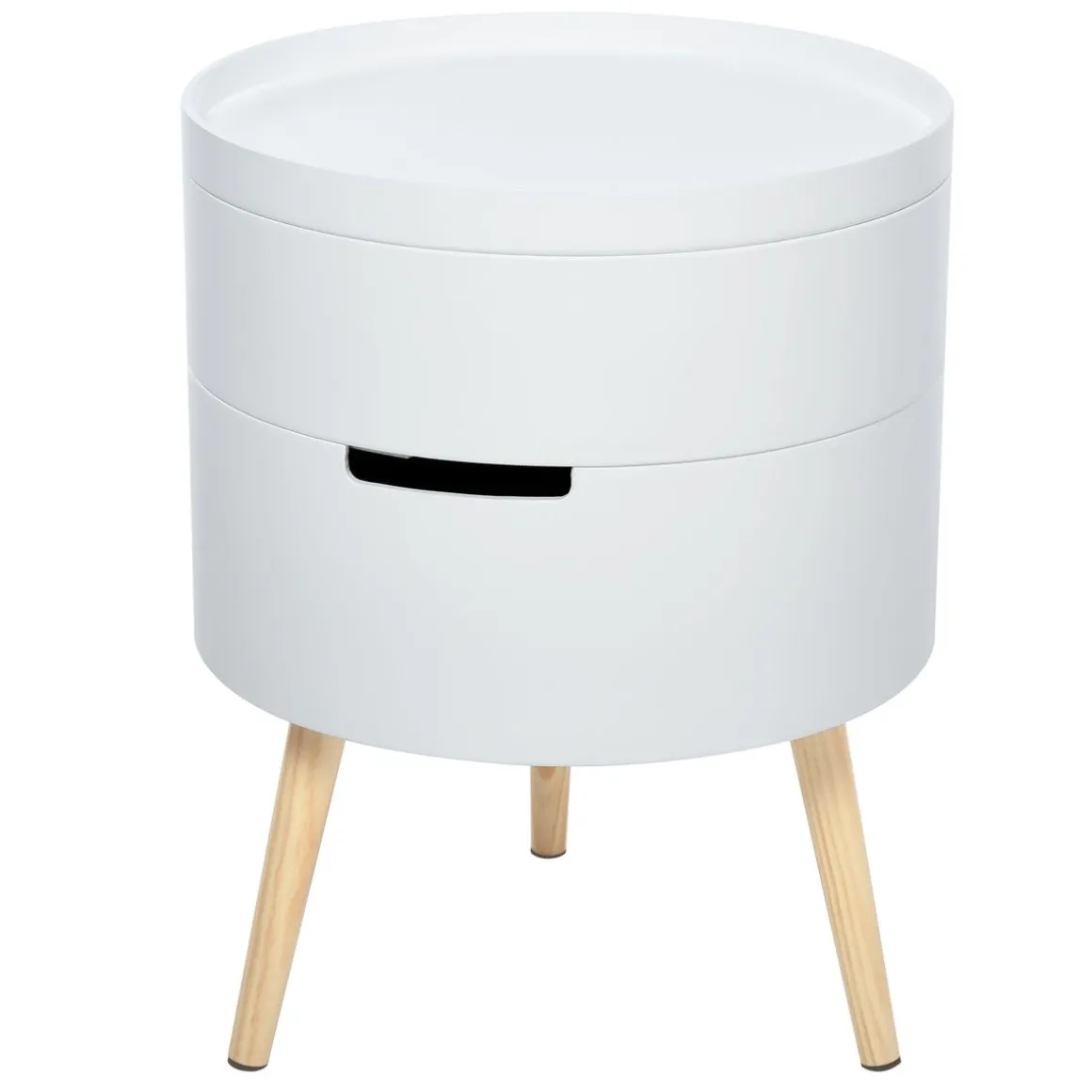 Mesa auxiliar Ritual Homcom 2 compartimentos blanco/natural Ø38x48 cm