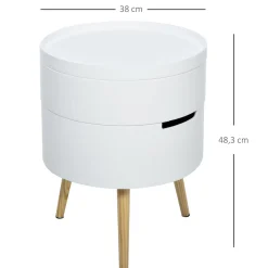Mesa auxiliar Ritual Homcom 2 compartimentos blanco/natural Ø38x48 cm