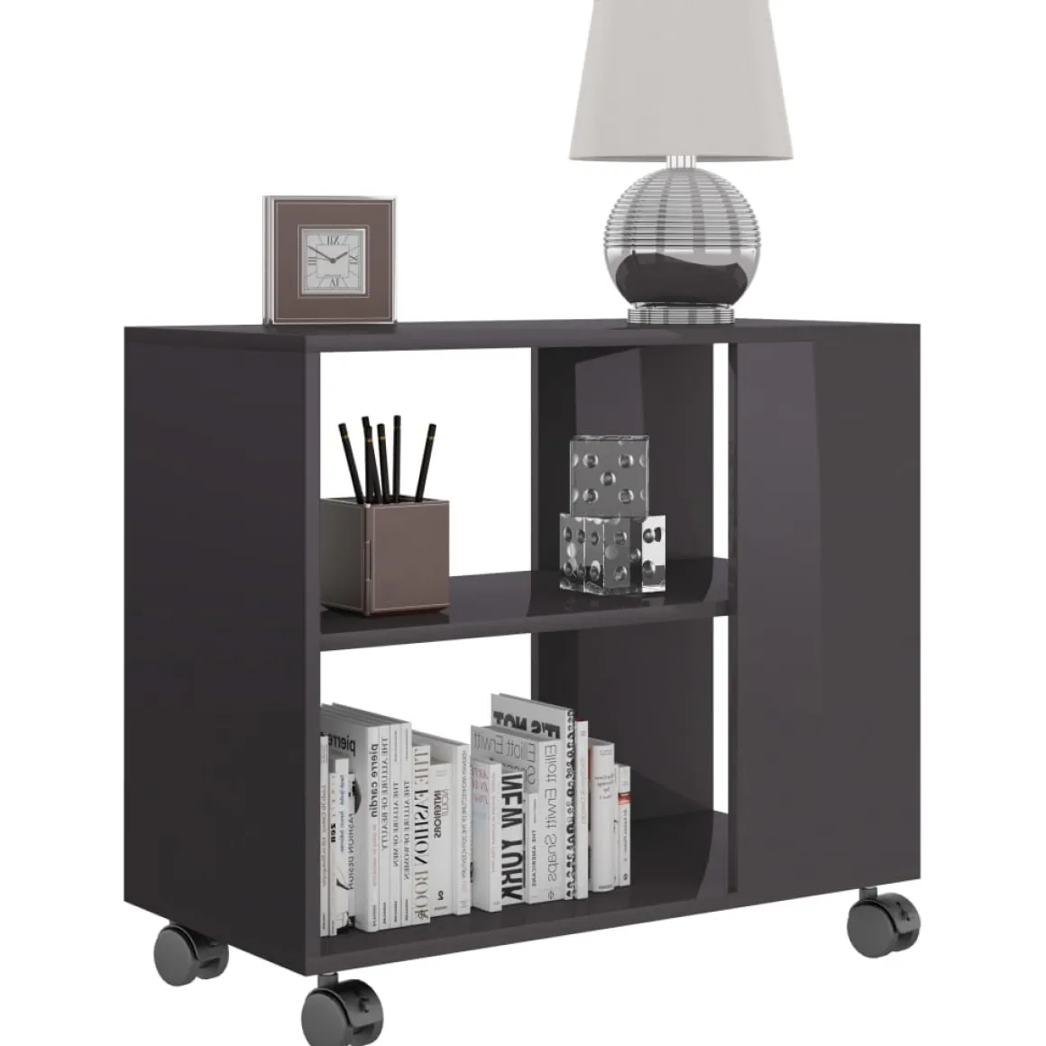 Mesa auxiliar Thina 2 compartimentos con ruedas 55x70x35 cm