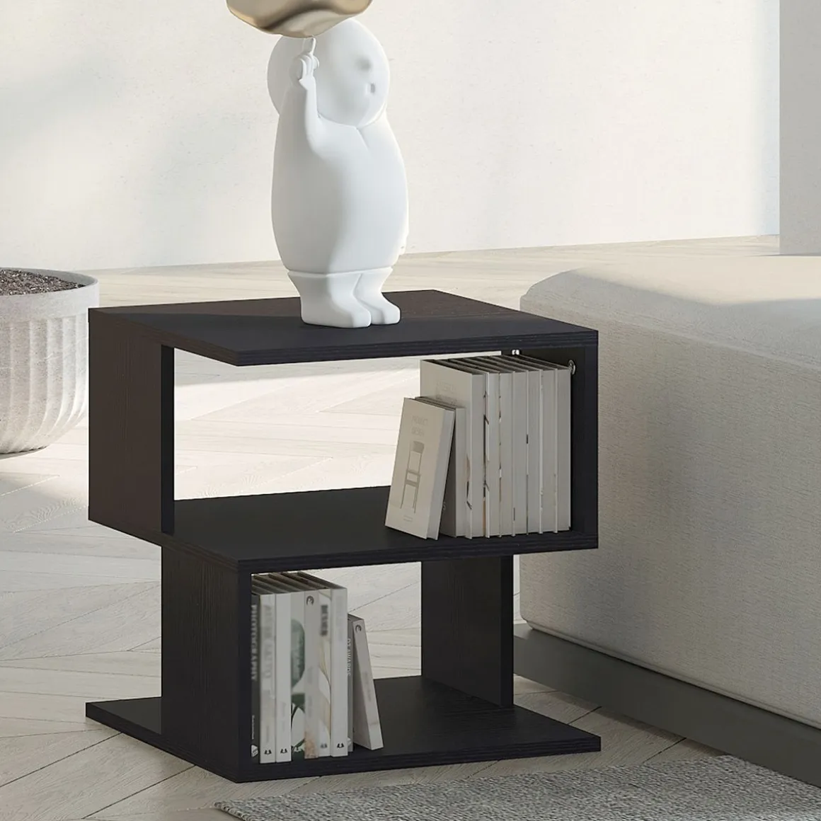 Mesa auxiliar Valery Homcom 3 niveles abiertos 43x40x40 cm
