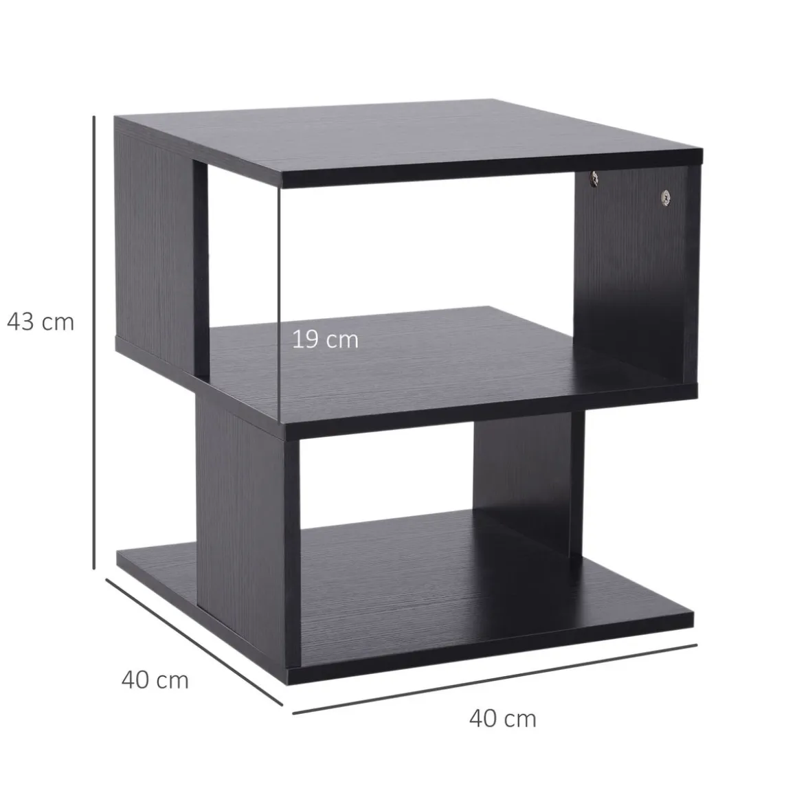 Mesa auxiliar Valery Homcom 3 niveles abiertos 43x40x40 cm