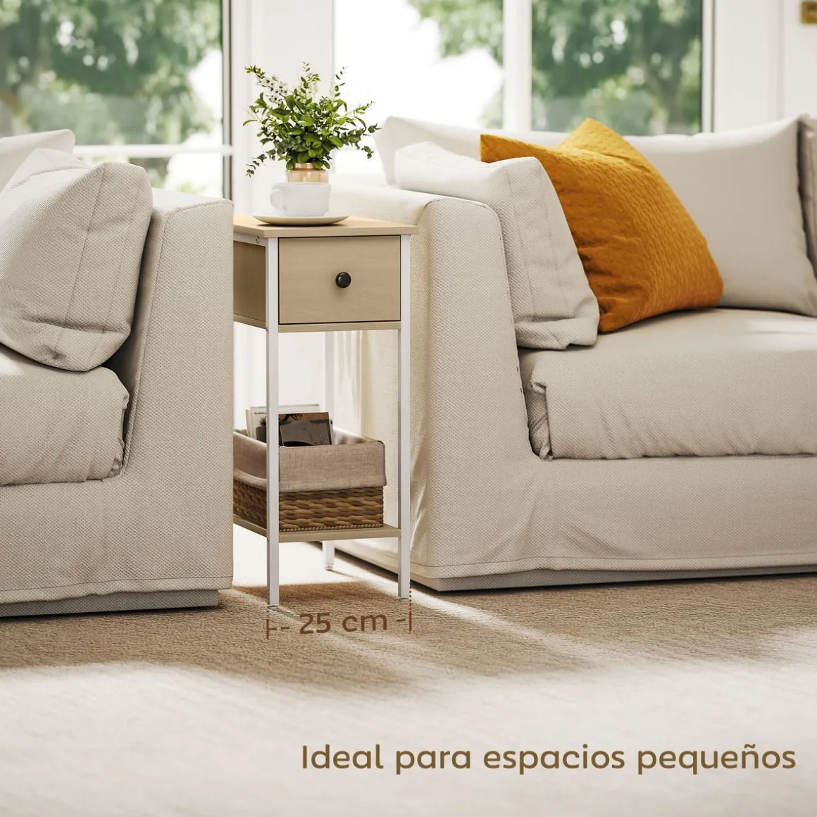 Mesa auxiliar Valery Homcom 3 niveles abiertos marrón 43x40x40 cm