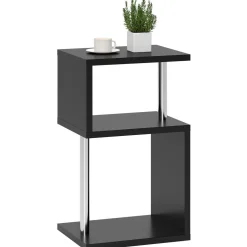 Mesa auxiliar Virginia Homcom 3 niveles con luz LED negro 75x44x38 cm