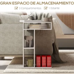Mesa auxiliar Ziggi Homcom 3 compartimentos con ruedas 69x40x30 cm