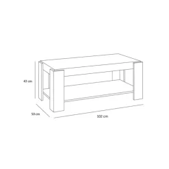 Mesa centro elevable Ambit 43x102x50 cm