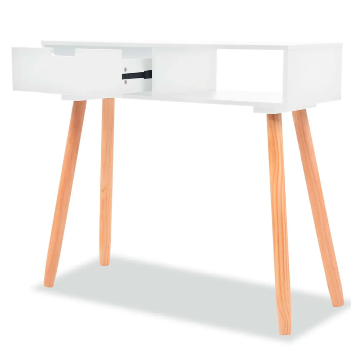 Mesa consola 1 cajón + 1 estante blanco/natural 72x80x30 cm