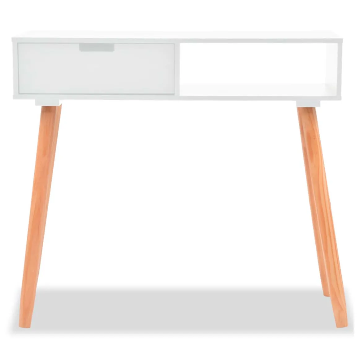 Mesa consola 1 cajón + 1 estante blanco/natural 72x80x30 cm