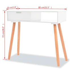Mesa consola 1 cajón + 1 estante blanco/natural 72x80x30 cm