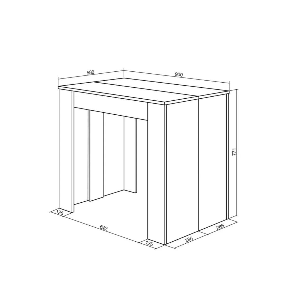 Mesa consola Kroma diseño extensible 77,1x302x90