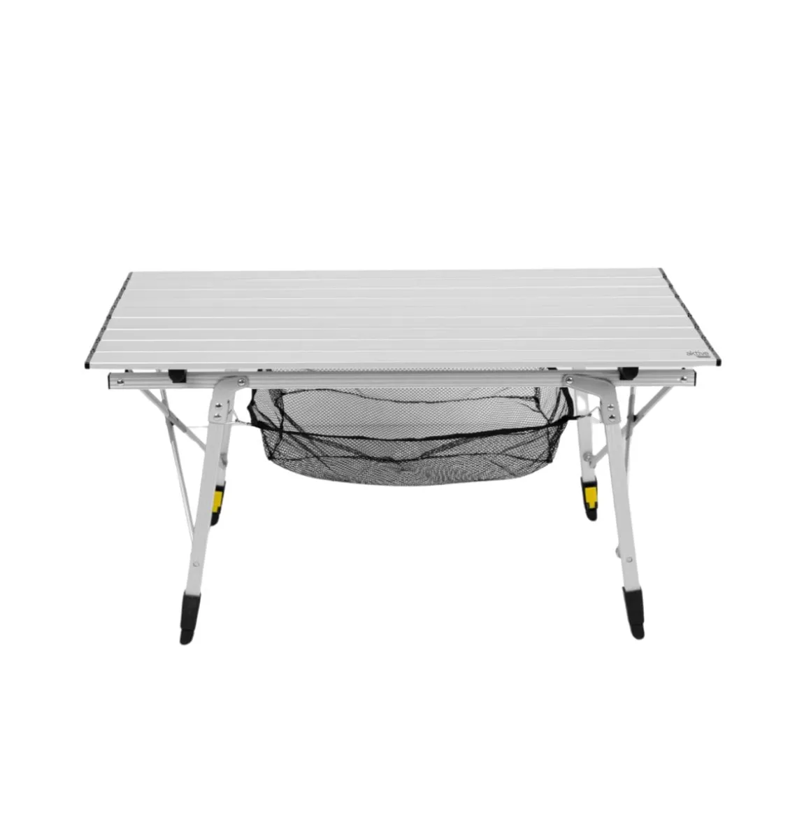 Mesa de camping Aktive altura ajustable + red auxiliar plateado 45-70x90x51 cm