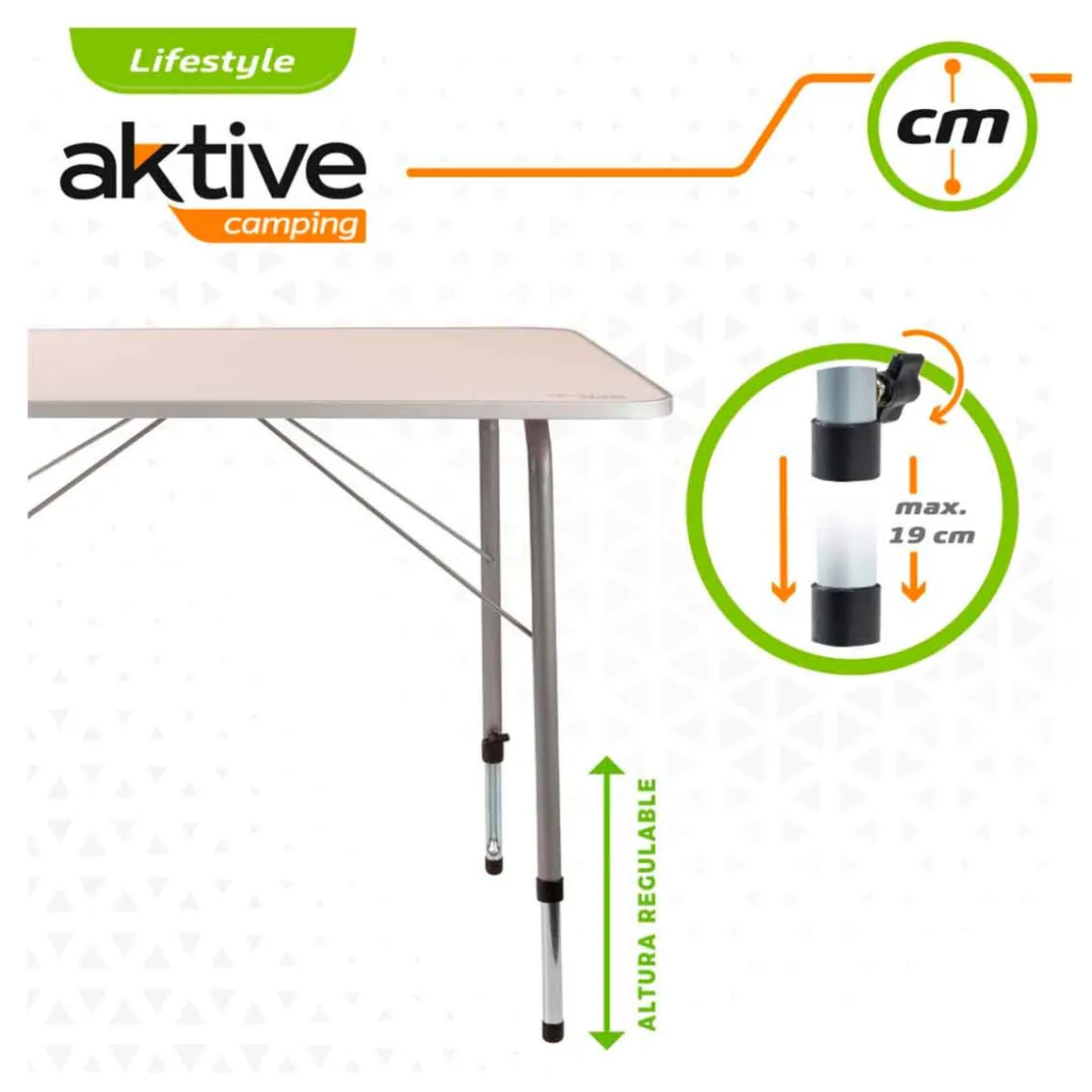 Mesa de camping Aktive altura regulable blanco 50-69x80x60 cm