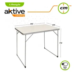 Mesa de camping Aktive plegable blanco 70x80x60 cm