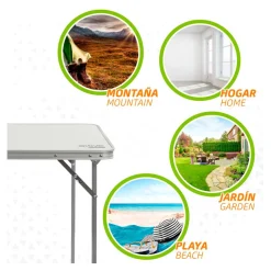 Mesa de camping Aktive plegable con asa blanco 70x80x60 cm