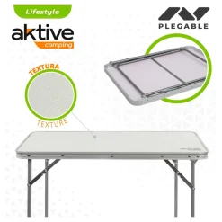 Mesa de camping Aktive plegable con asa blanco 70x80x60 cm