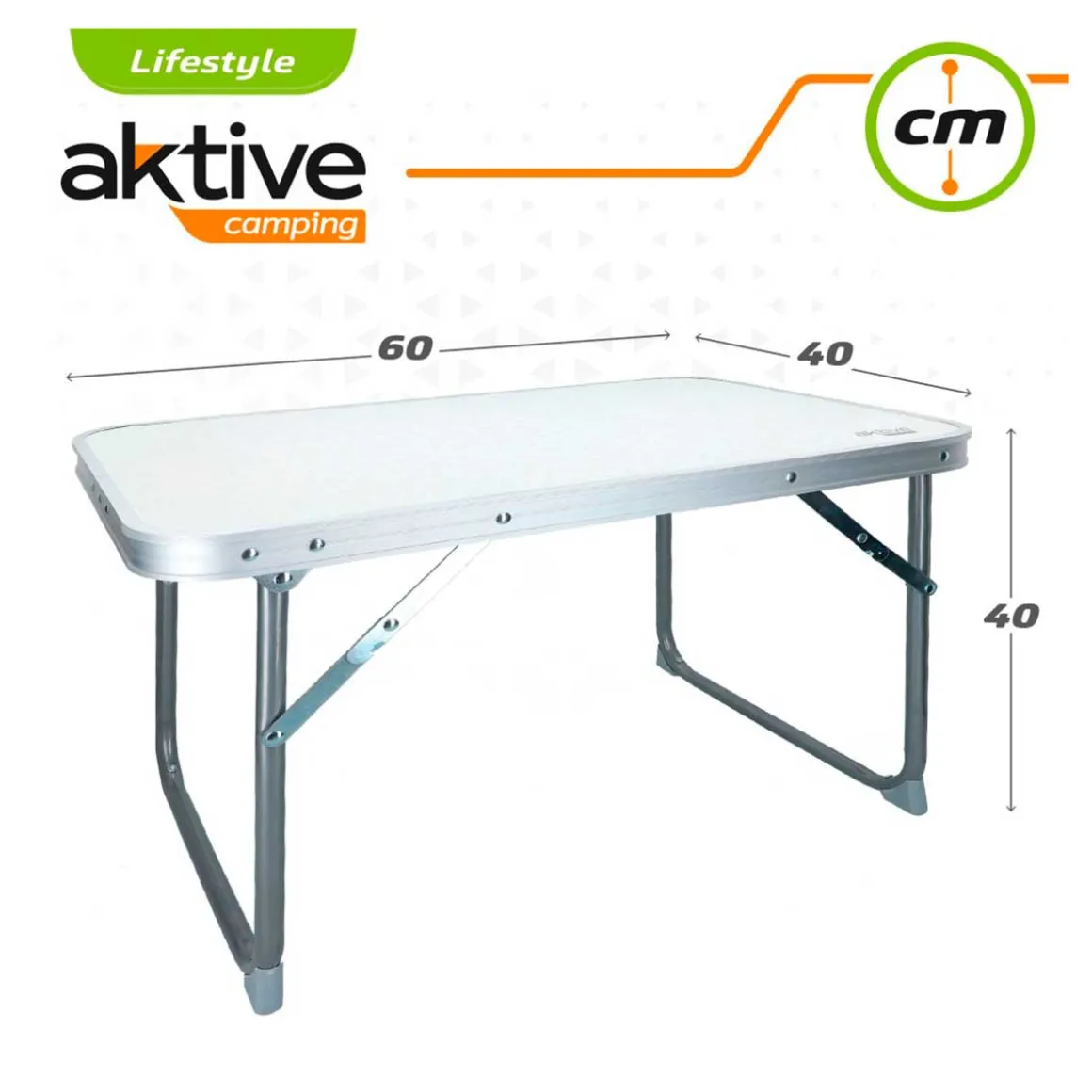 Mesa de camping Aktive plegable blanco 40x60x40 cm