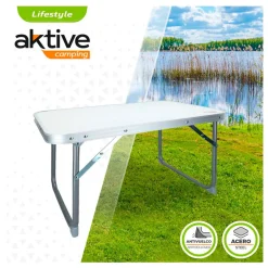 Mesa de camping Aktive plegable blanco 40x60x40 cm