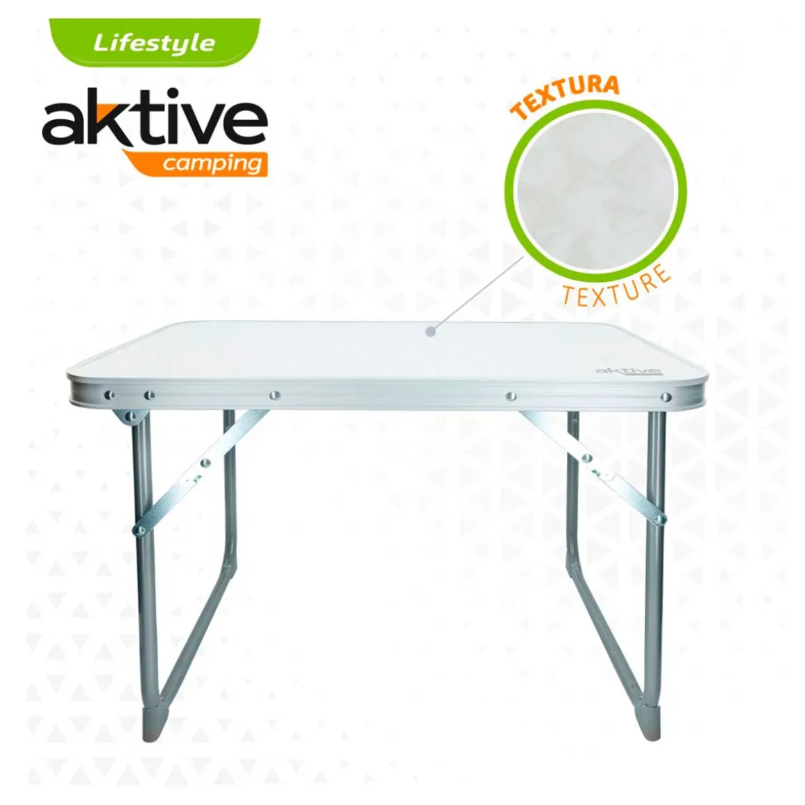 Mesa de camping Aktive plegable blanco 40x60x40 cm