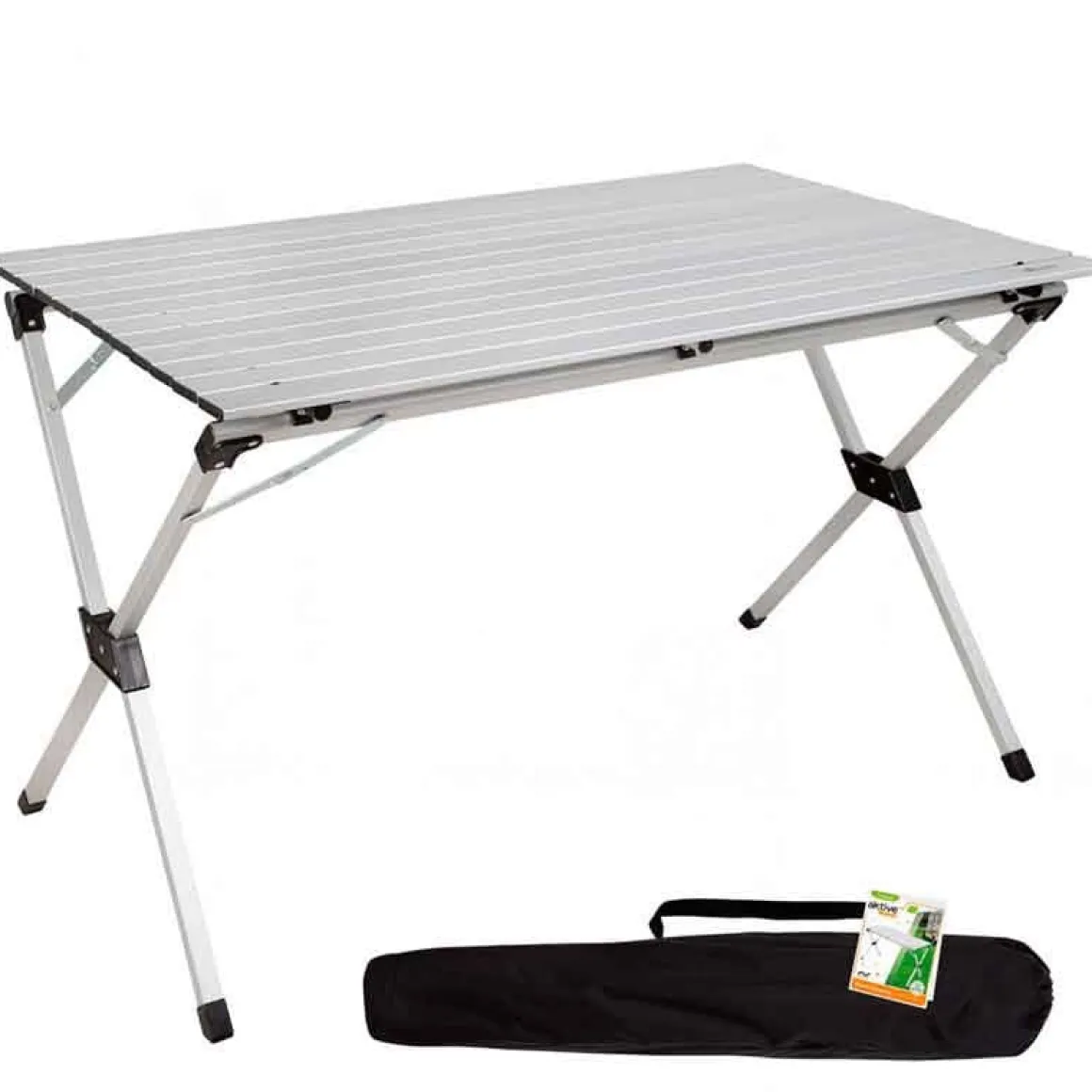 Mesa de camping Aktive plegable con tablero enrollable gris 70x110x70 cm