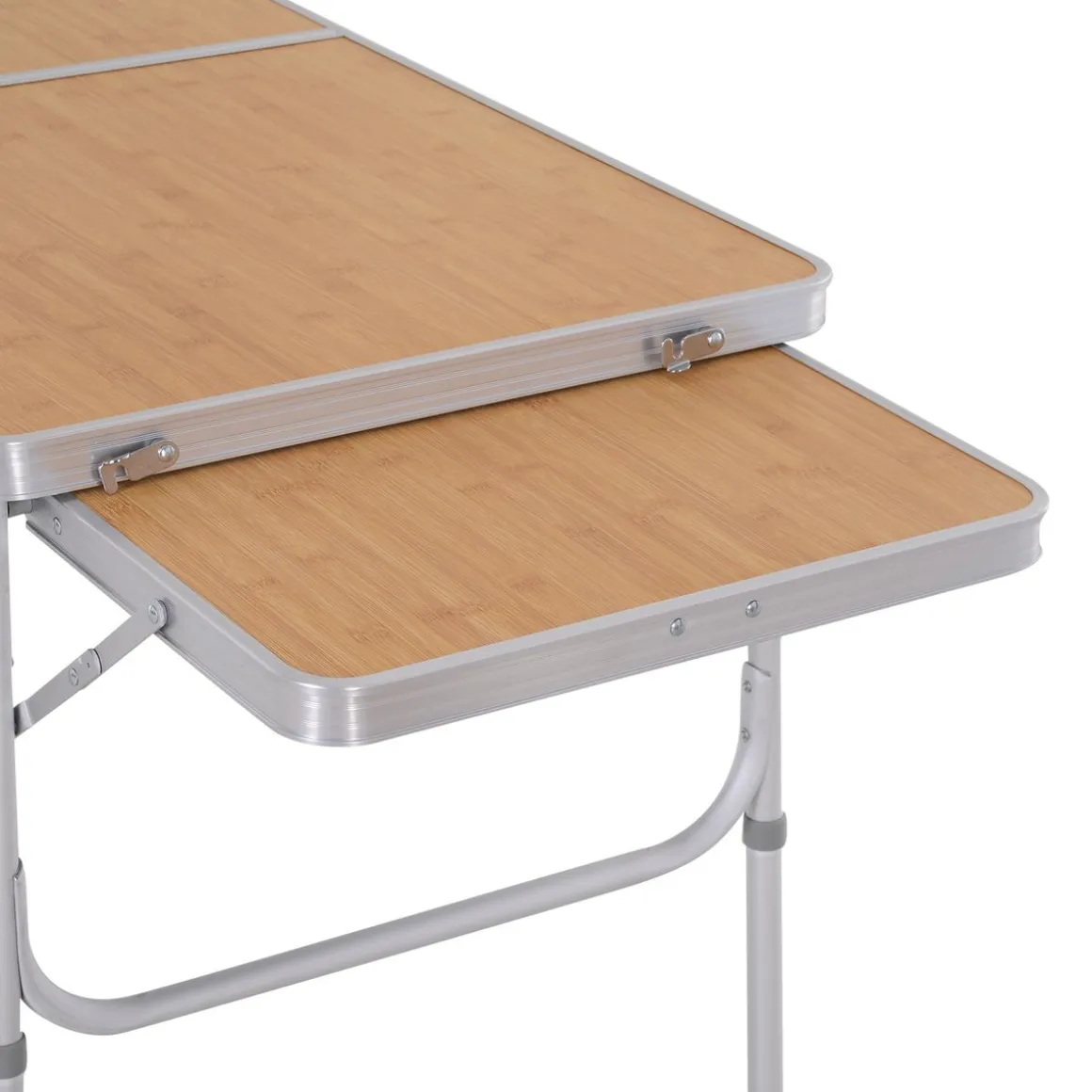 Mesa de camping Rosal Outsunny ala abatible natural 40-70x153x60 cm