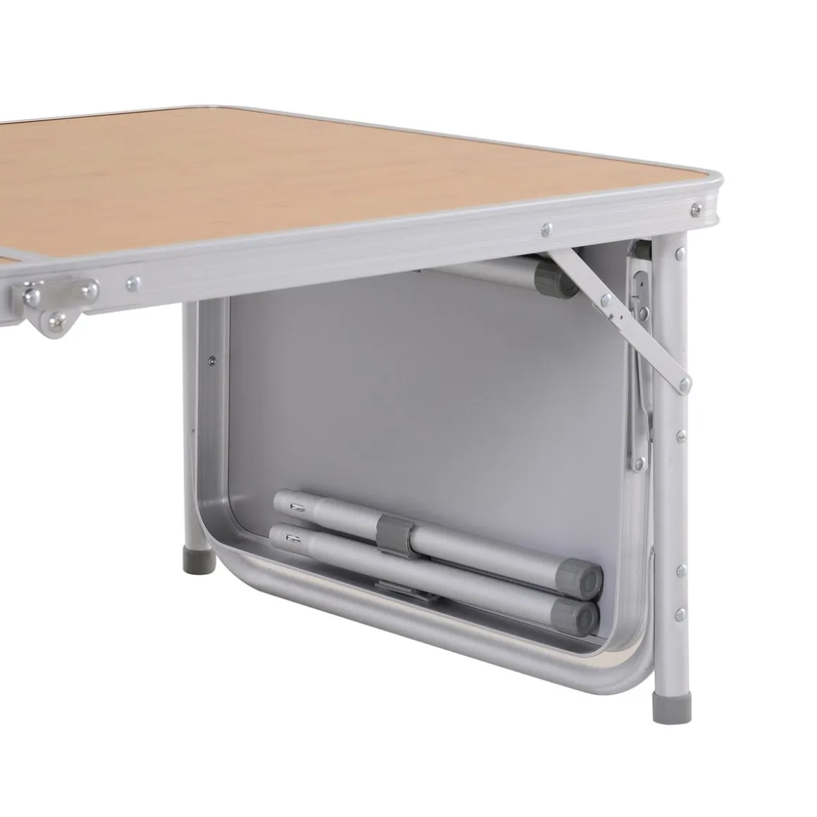 Mesa de camping Rosal Outsunny ala abatible natural 40-70x153x60 cm