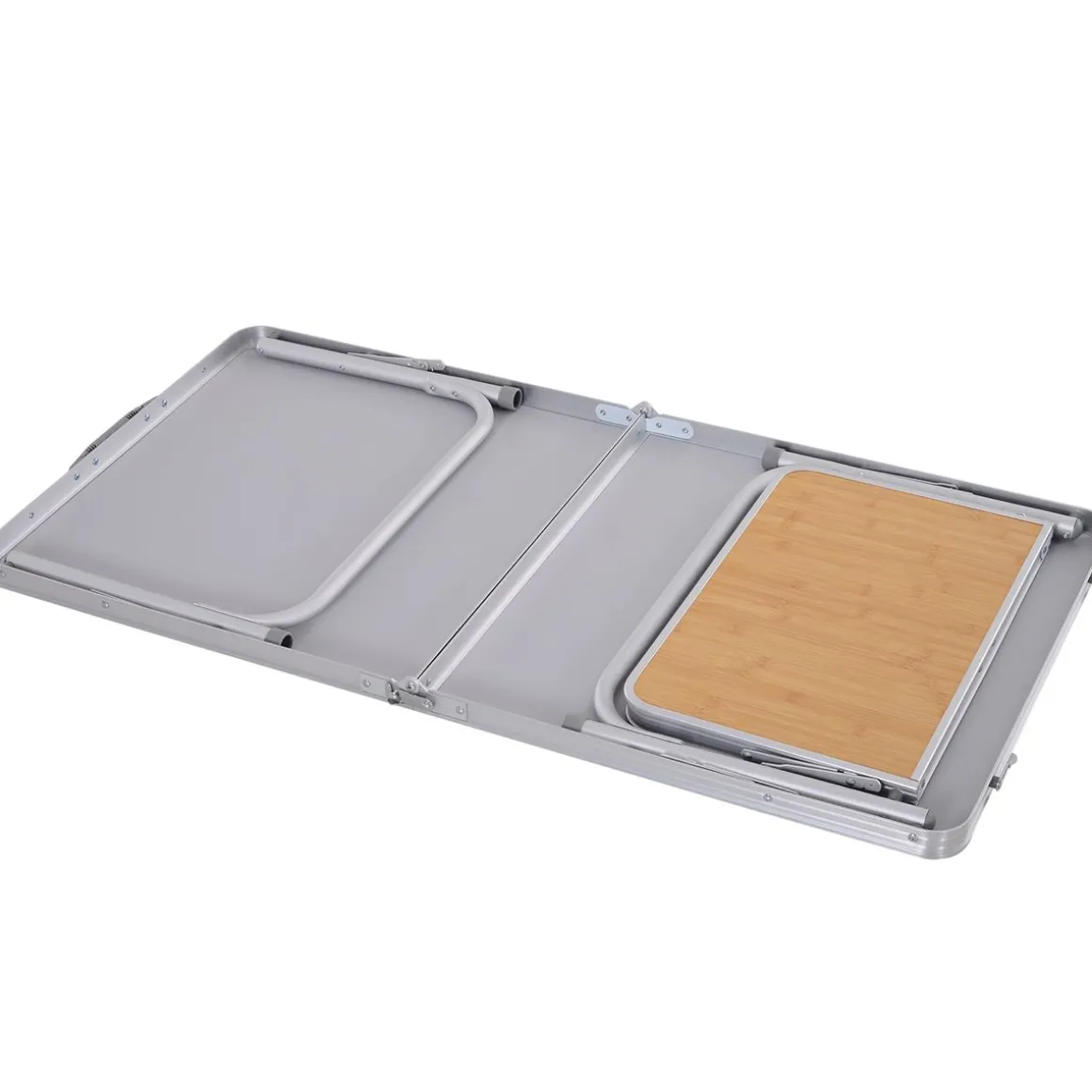 Mesa de camping Rosal Outsunny ala abatible natural 40-70x153x60 cm
