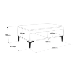 Mesa de centro Aristo 2 compartimentos natural/gris 46x90x60 cm