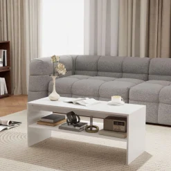 Mesa de centro Aura Homcom estante inferior blanco 41,5x100x40 cm