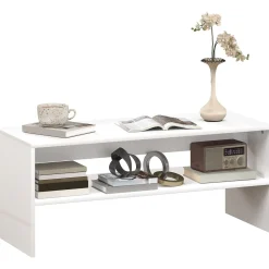 Mesa de centro Aura Homcom estante inferior blanco 41,5x100x40 cm
