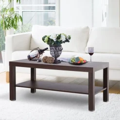 Mesa de centro auxiliar 2 niveles nogal 90x45x40.5 cm