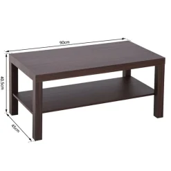 Mesa de centro auxiliar 2 niveles nogal 90x45x40.5 cm
