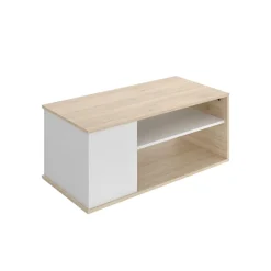 Mesa de centro Bari elevable con estante y compartimento blanco/natural 41,7x100x50 cm