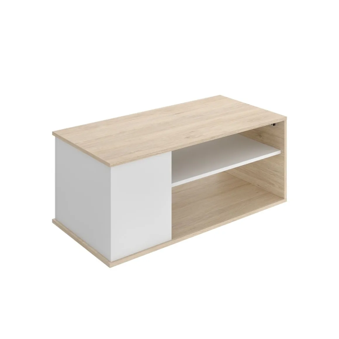 Mesa de centro Bari elevable con estante y compartimento blanco/natural 41,7x100x50 cm