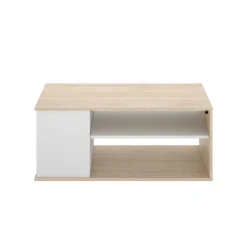 Mesa de centro Bari elevable con estante y compartimento blanco/natural 41,7x100x50 cm