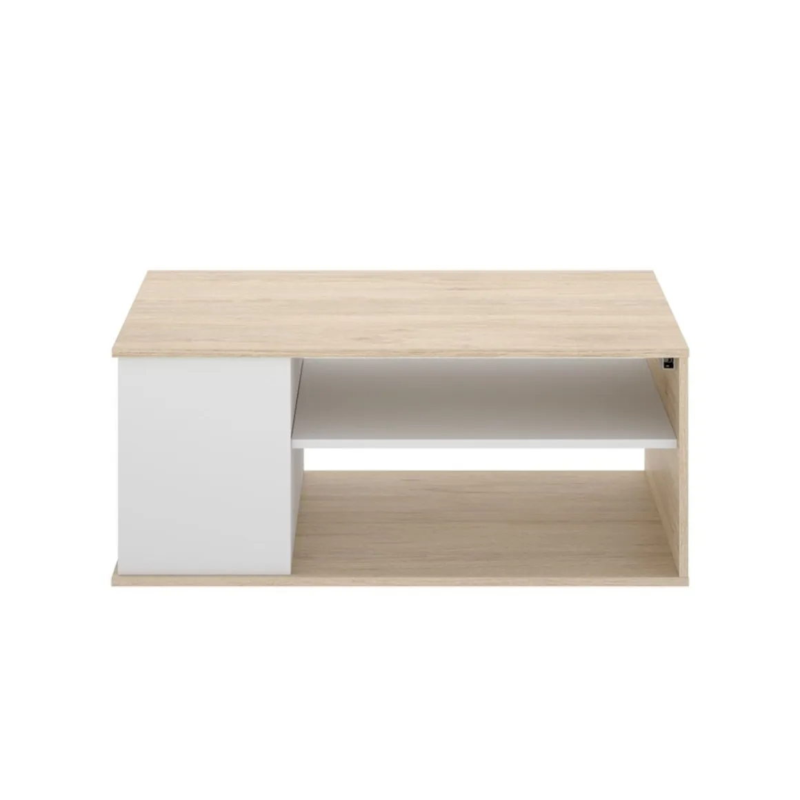 Mesa de centro Bari elevable con estante y compartimento blanco/natural 41,7x100x50 cm