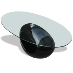 Mesa de centro CoKoa ovalada tapa cristal 40x115x65 cm