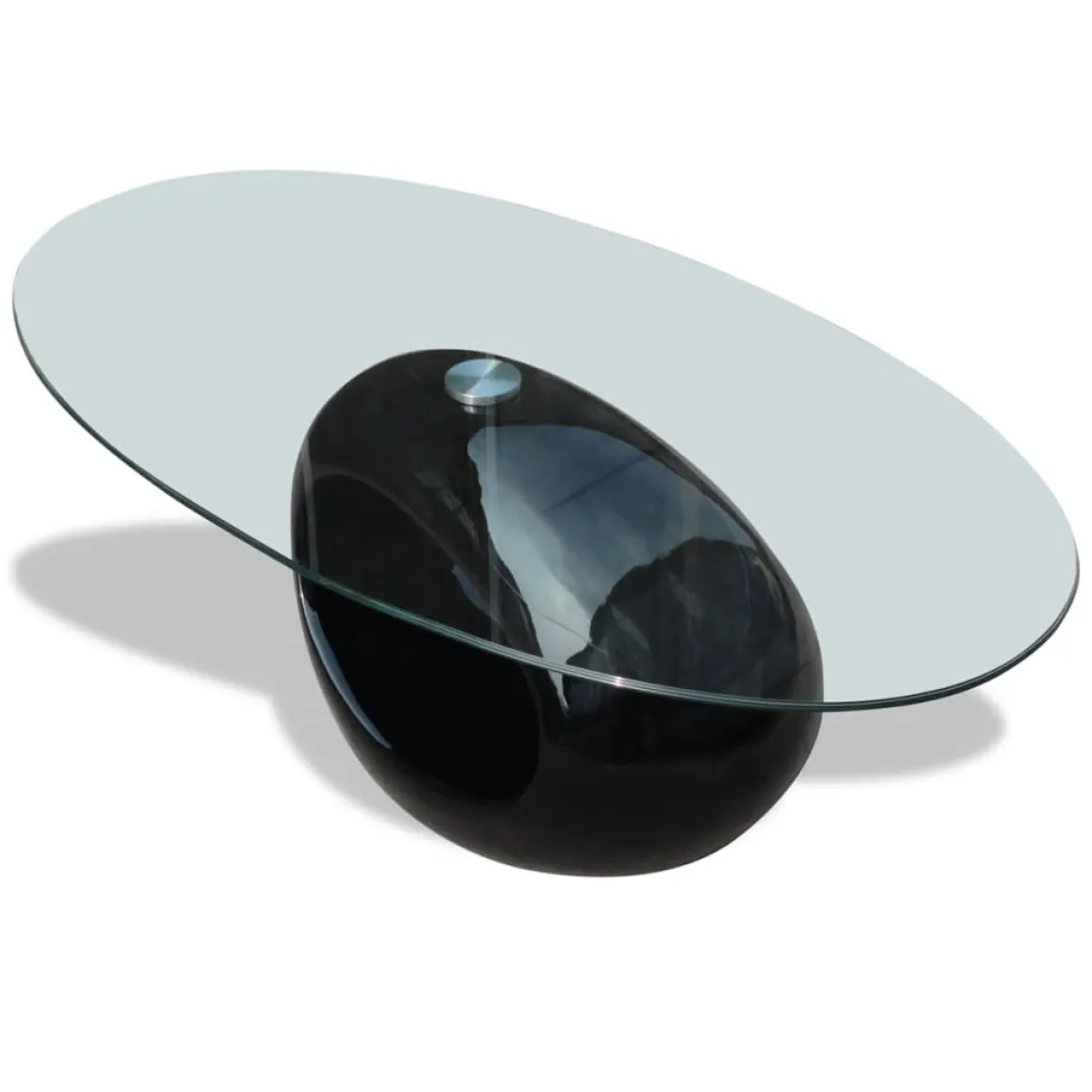 Mesa de centro CoKoa ovalada tapa cristal 40x115x65 cm