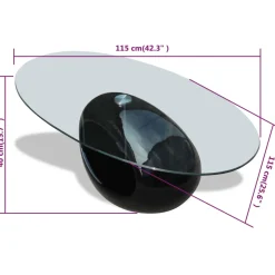 Mesa de centro CoKoa ovalada tapa cristal 40x115x65 cm