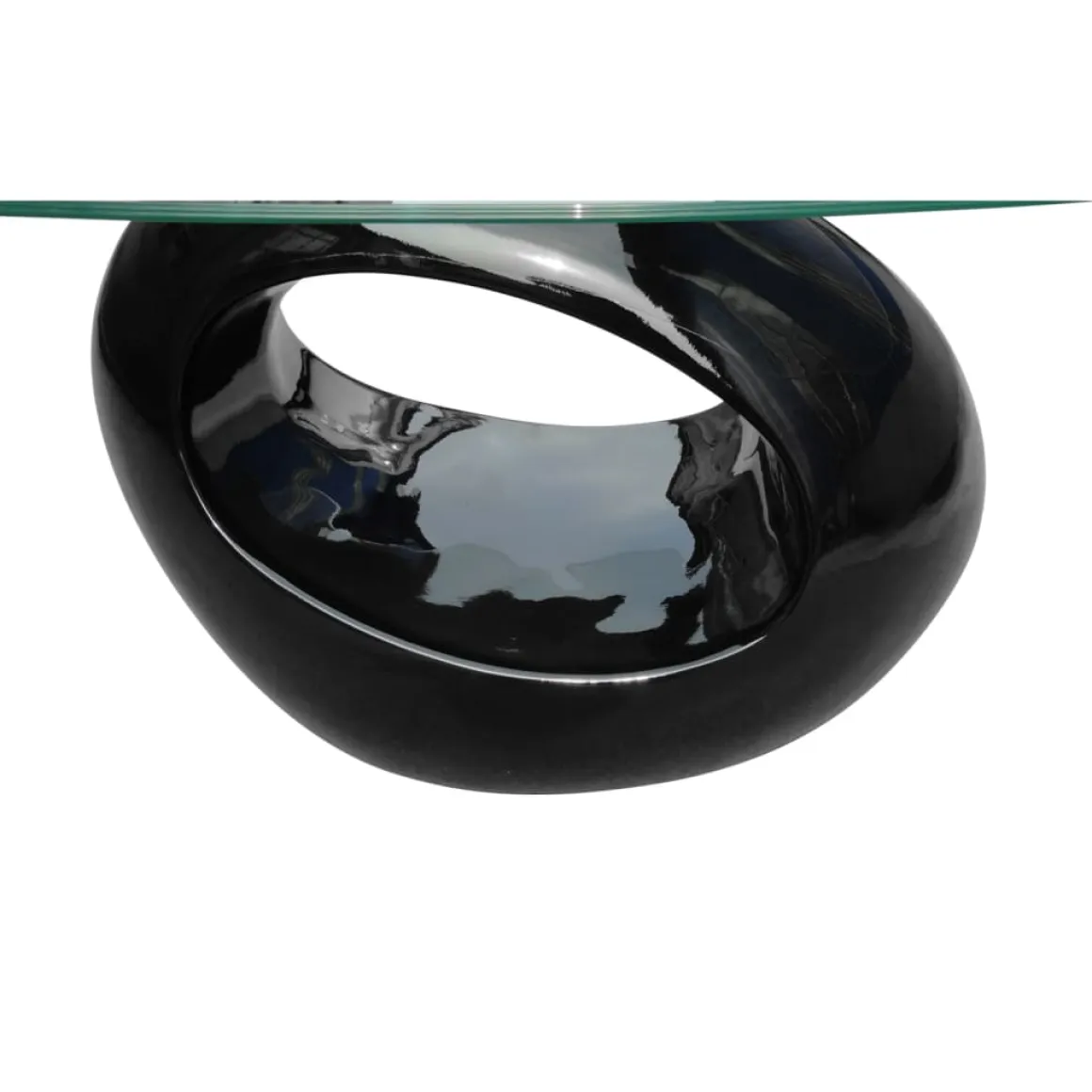 Mesa de centro CoKoa ovalada tapa cristal 40x115x65 cm