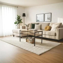 Mesa de centro Deck con estante inferior natural/negro 48x80x40 cm